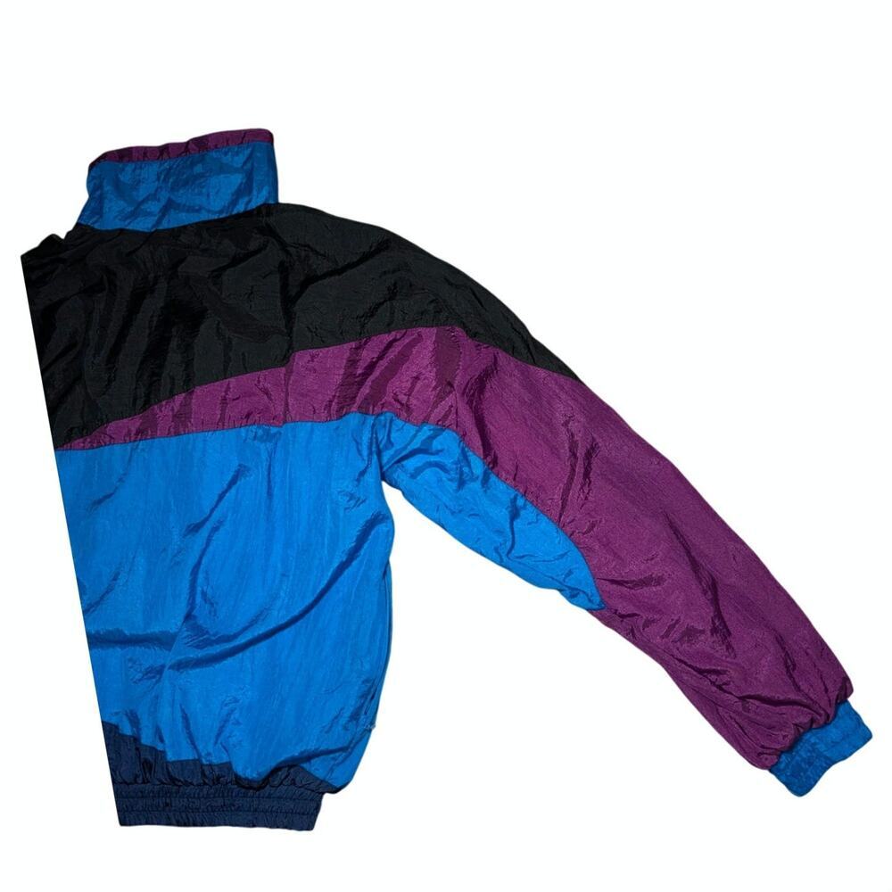 VTG 80s 90s Turnpoint Sports Colorblock Nylon Windbreaker Jacket Medium Retro - Picture 8 of 14